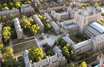 空中鸟瞰的耶鲁大学校园
